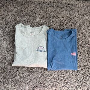 Vineyard Vines Heather Gray & Blue Logo T-Shirt Pair